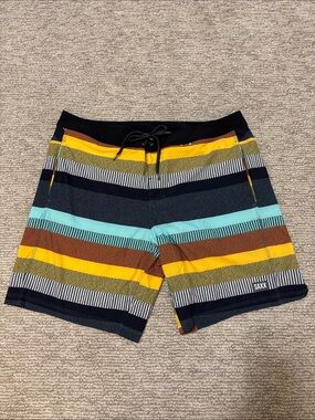Saxx Men’s Betawave Blanket Multi Striped Swim Shorts NWOT